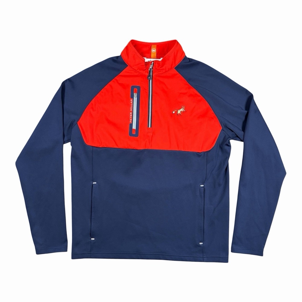 Peter Millar Hyperlight Weld Hybrid Half-Zip Mens Blue Orange Fox Golf M